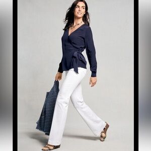 Talbots poet sleeve wrap top